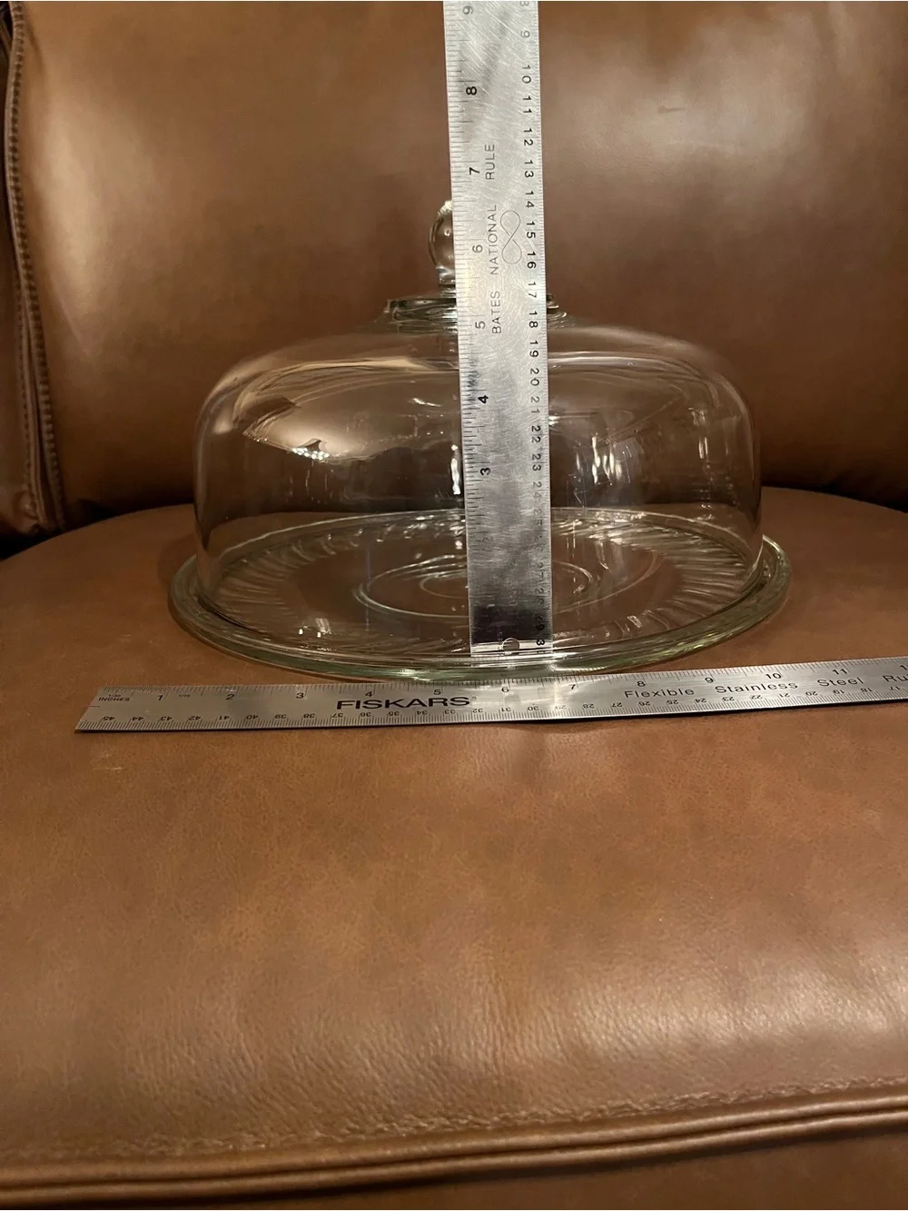 Vtg Glass w/ Swirled Design Cake Plate 11” w/ Clear Glass Dome 4 1/2”